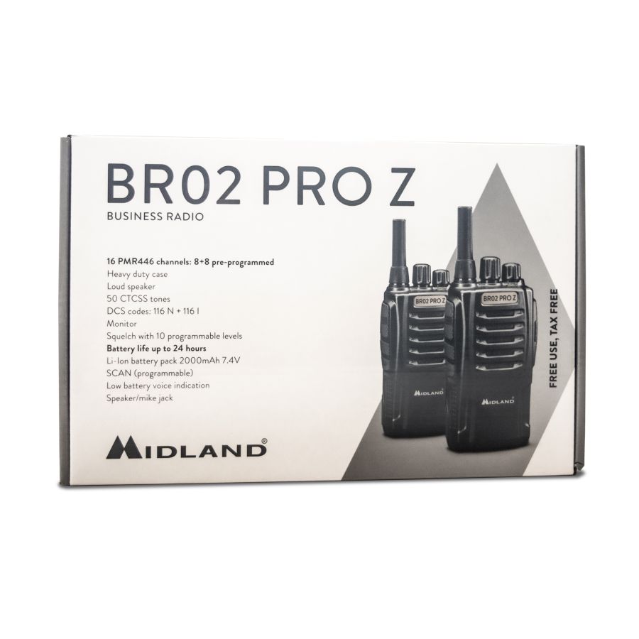 MIDLAND BR-02 PRO Z QUAD - OUTLET - pack compuesto por 4 walkie talkies con  cargador múltiple y accesorios