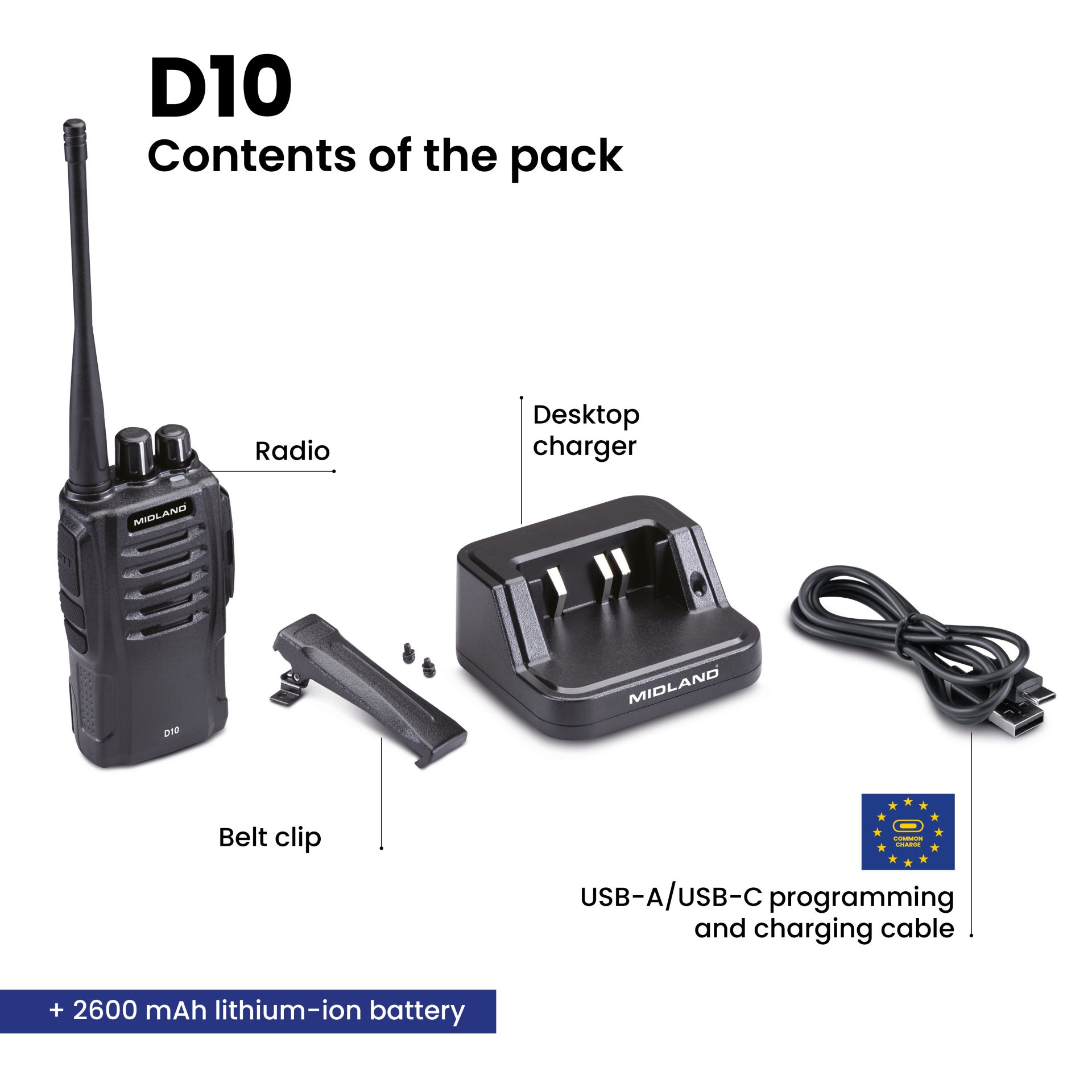 D10 - TRANSCEPTOR DMR CON BATERÍA DE 2600 MAH