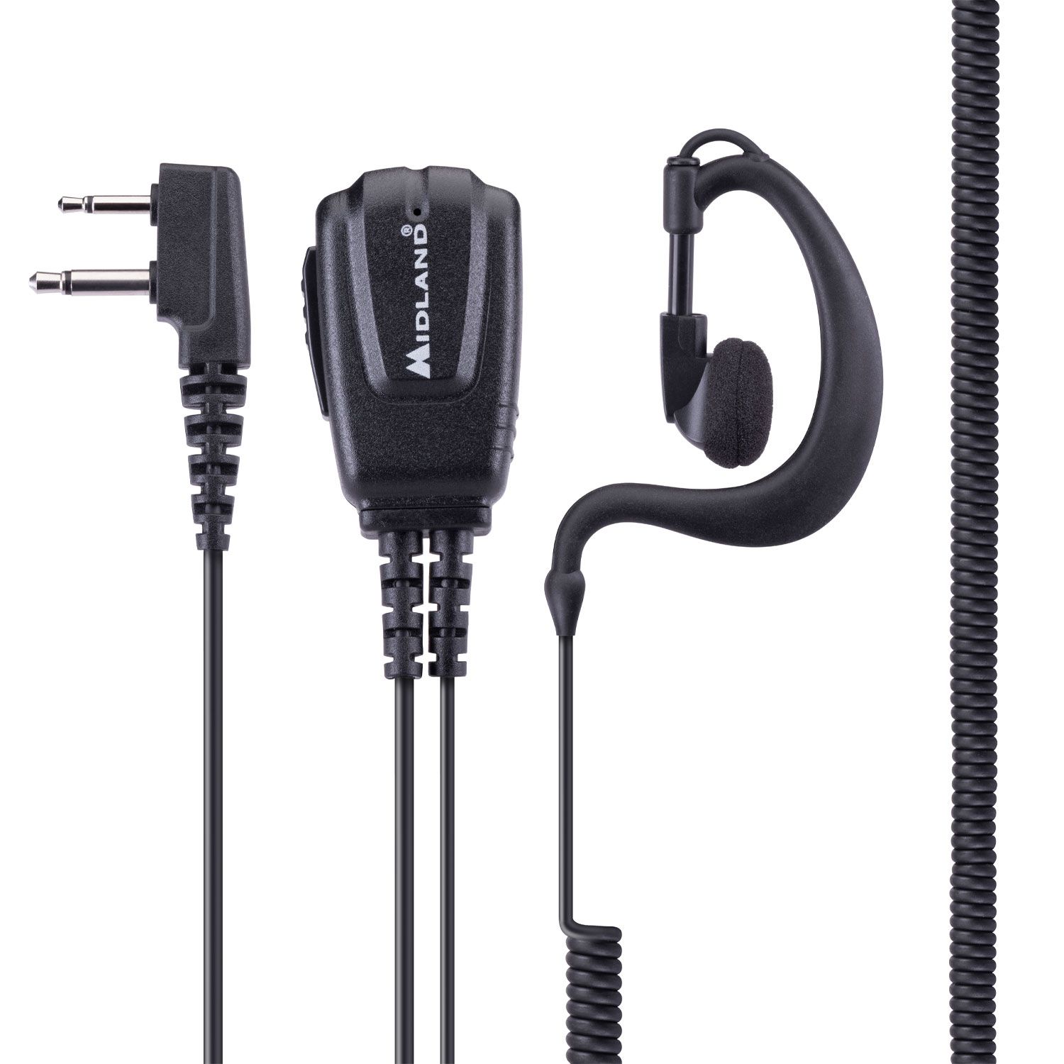 Microfono Midland MA31 Secure TX Con Auricolare Ad Aria - 2 Pin Per Radio Walkie Talkie