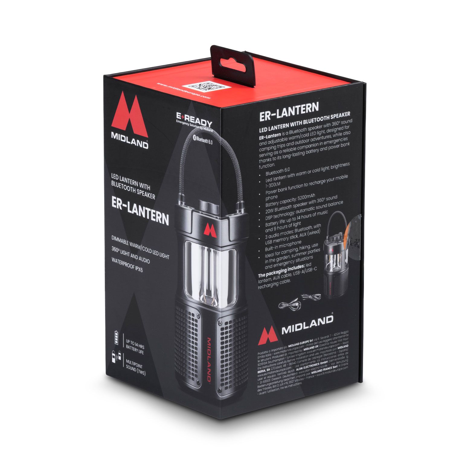 ER LANTERN Linterna LED con altavoz Bluetooth